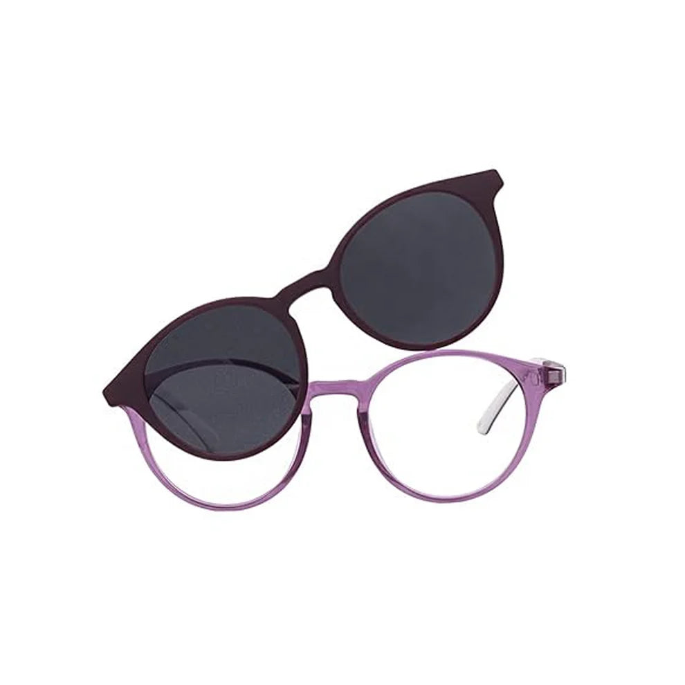 Crystal Pink Round Full Rim Clip On Eyeglasses For Kids