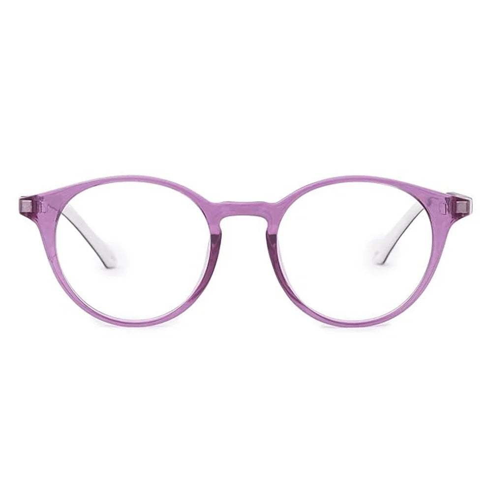 Crystal Pink Round Full Rim Clip On Eyeglasses For Kids