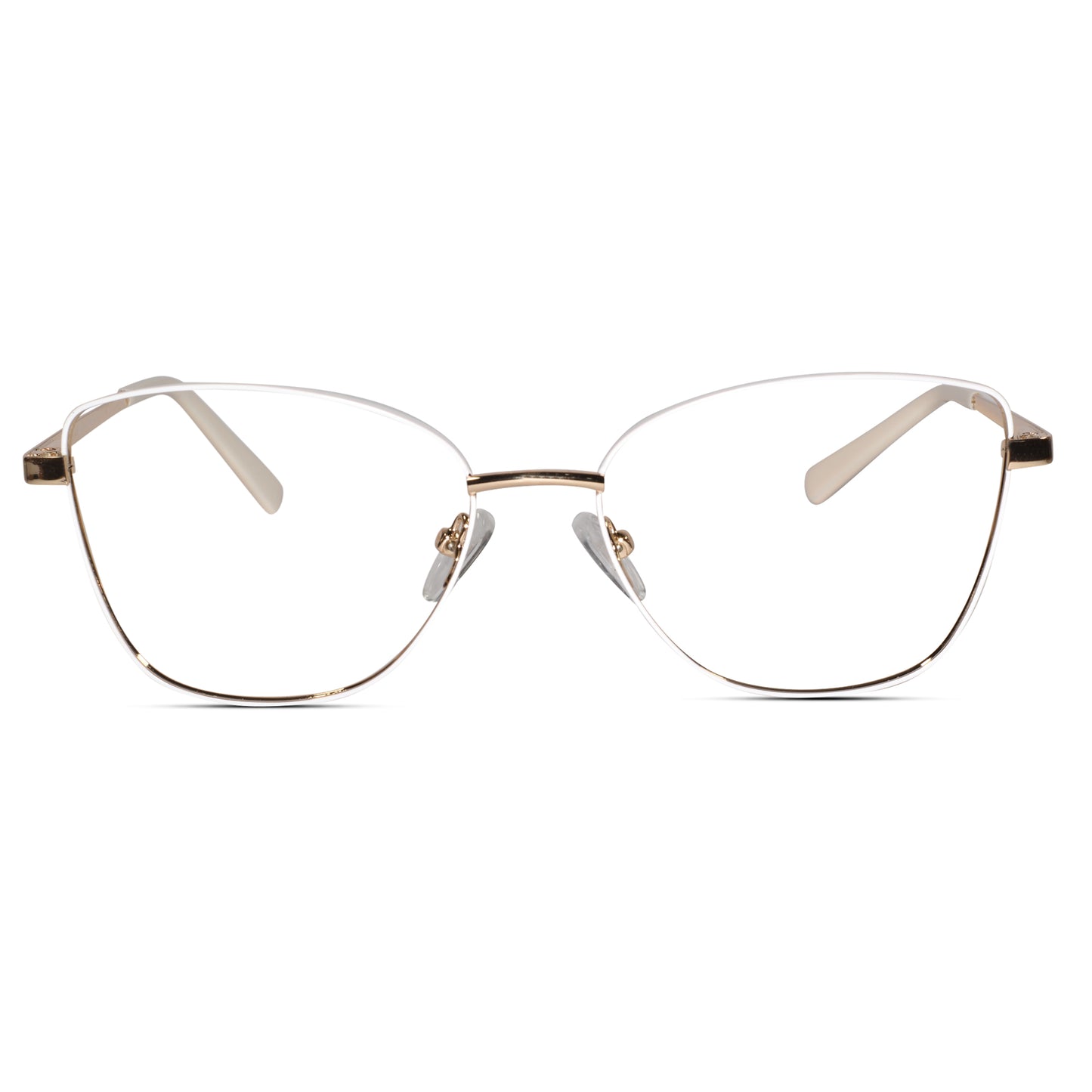 White-Gold Cat-Eye Rimless Eyeglasses For Women
