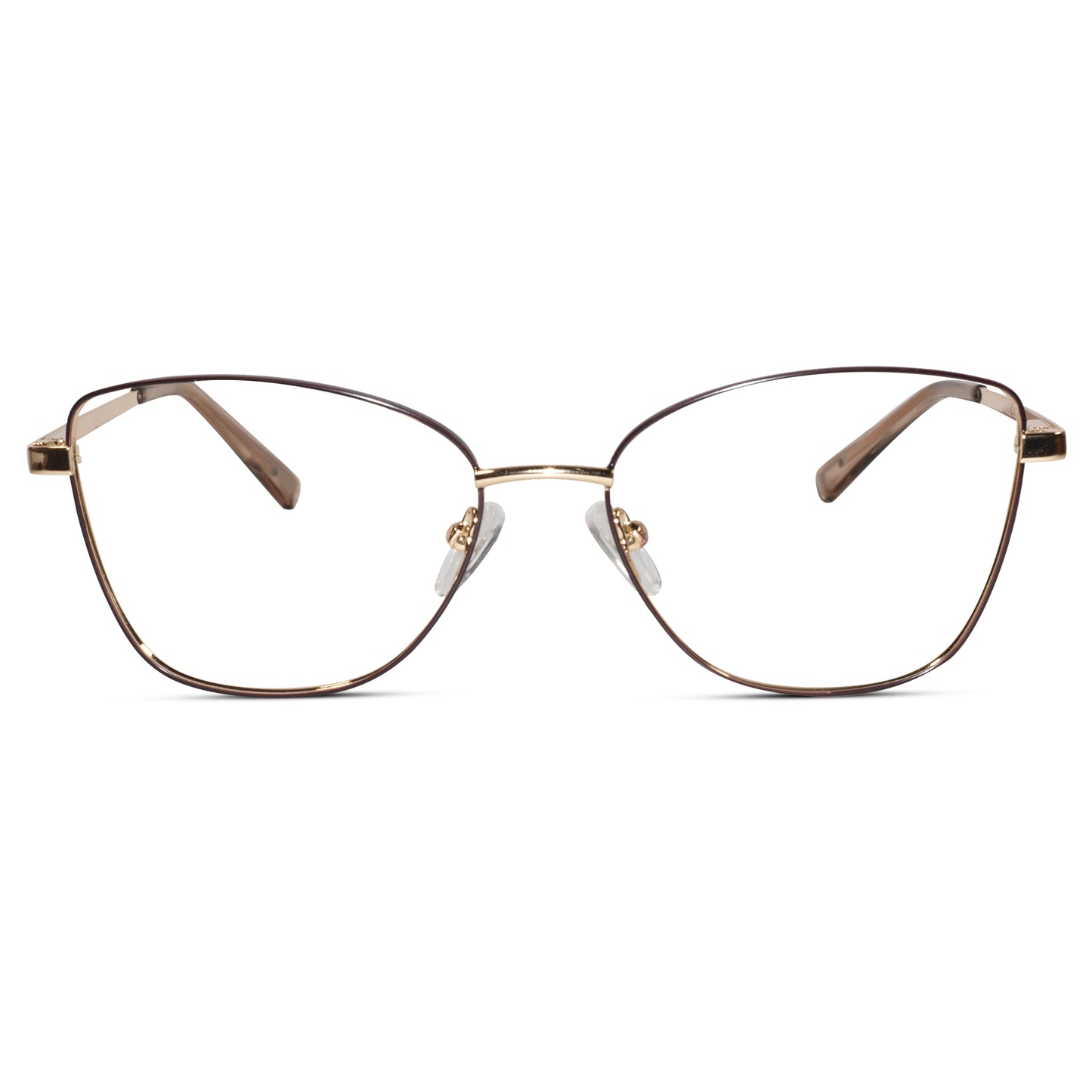 Gold-Brown Rimless Cat-Eye Eyeglasses