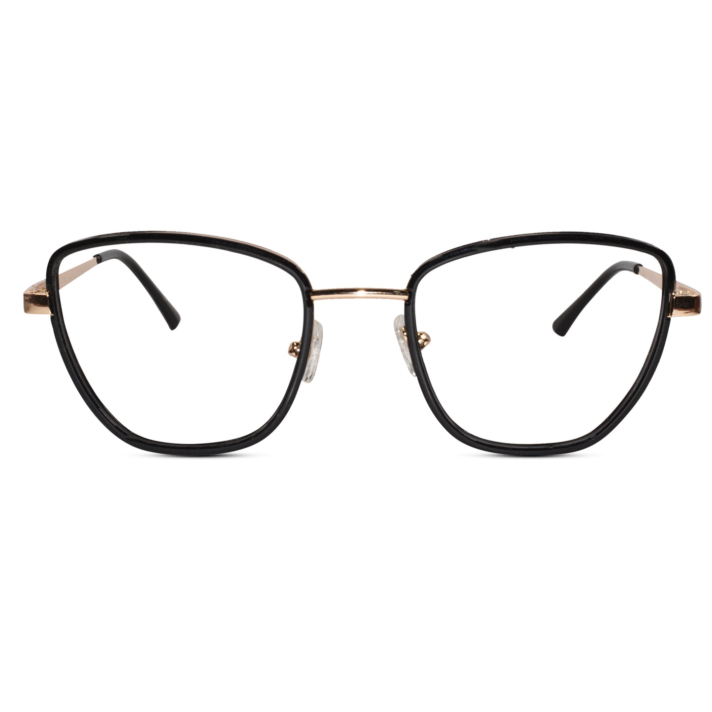 Designer Black Gold Cat-Eye Eyeglasses
