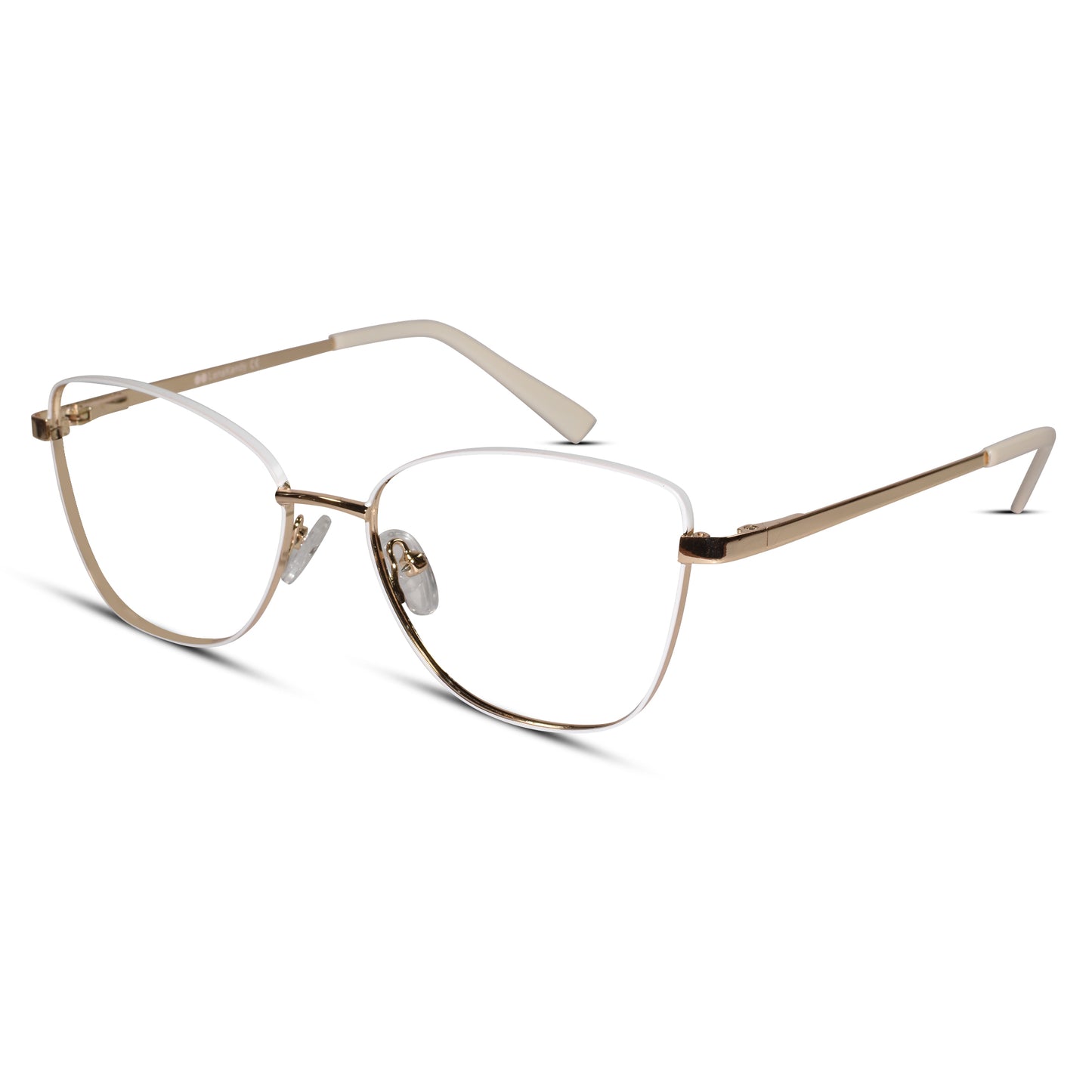 White-Gold Cat-Eye Rimless Eyeglasses For Women