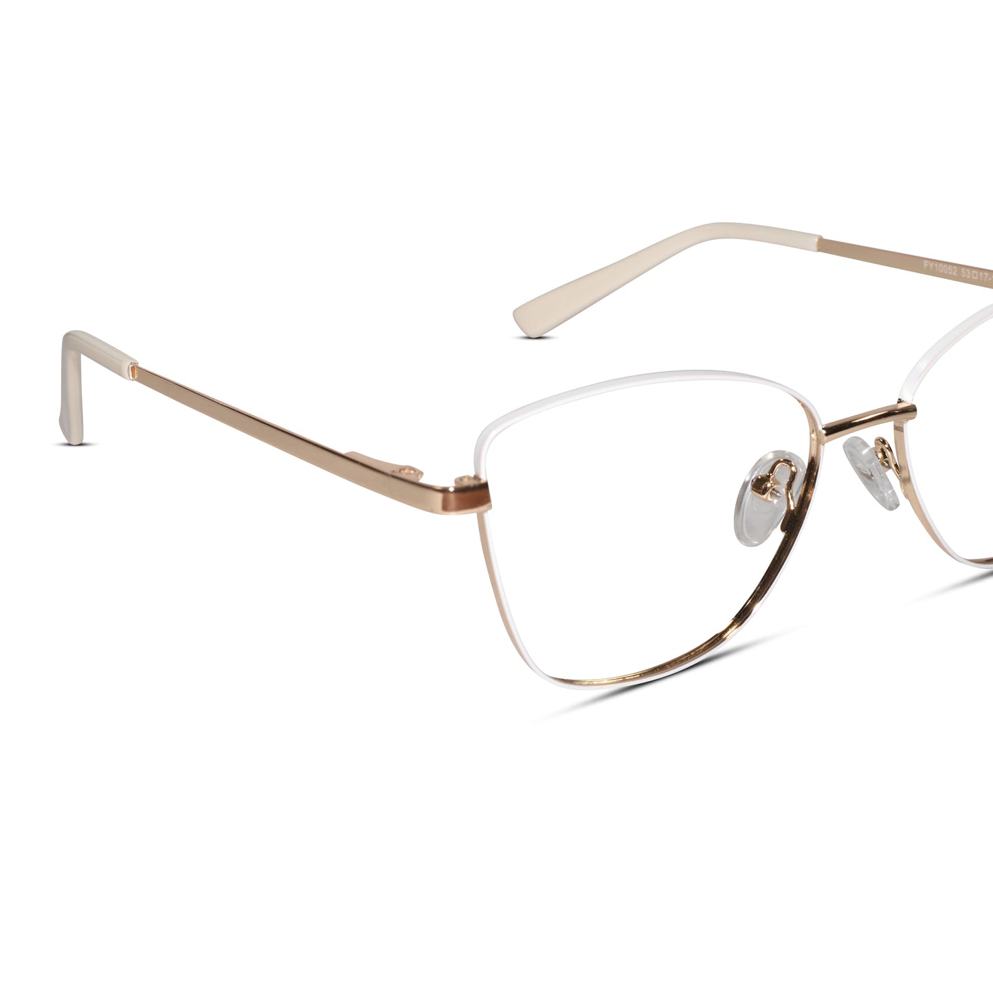 White-Gold Cat-Eye Rimless Eyeglasses For Women