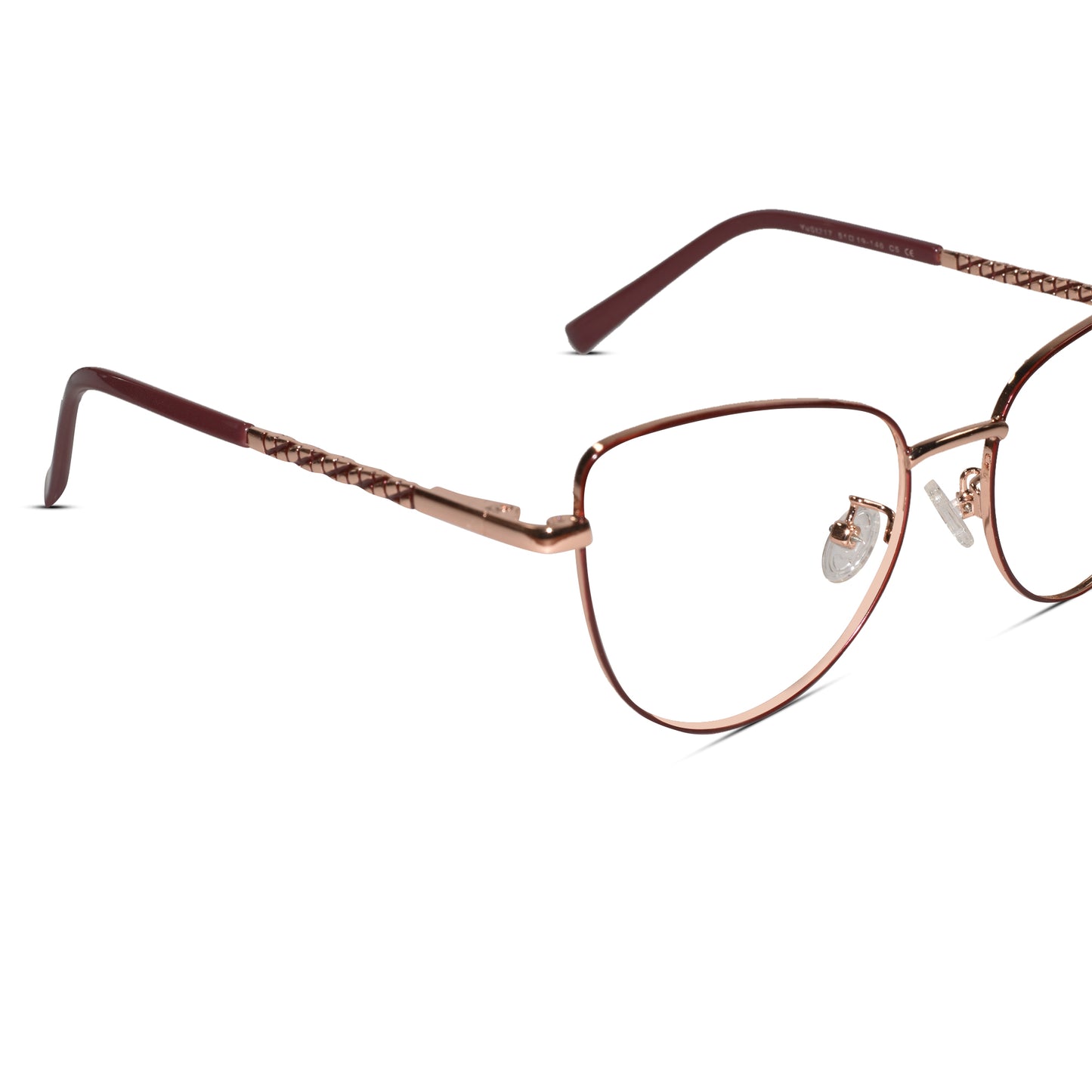 Designer Red Gold Cat-Eye Rimless Glasses