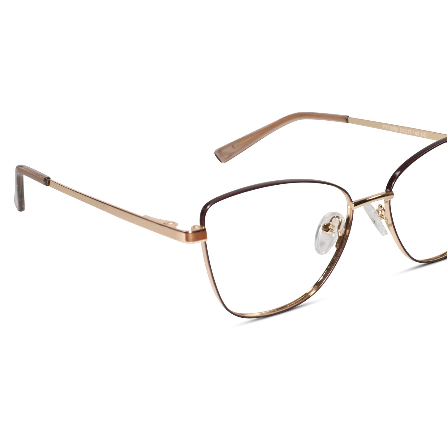 Gold-Brown Rimless Cat-Eye Eyeglasses