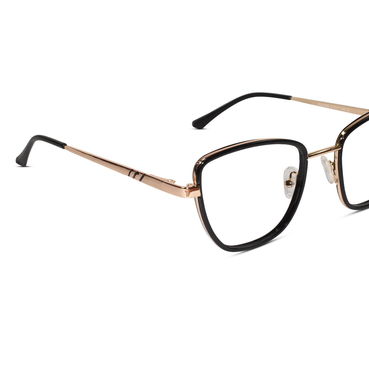 Designer Black Gold Cat-Eye Eyeglasses