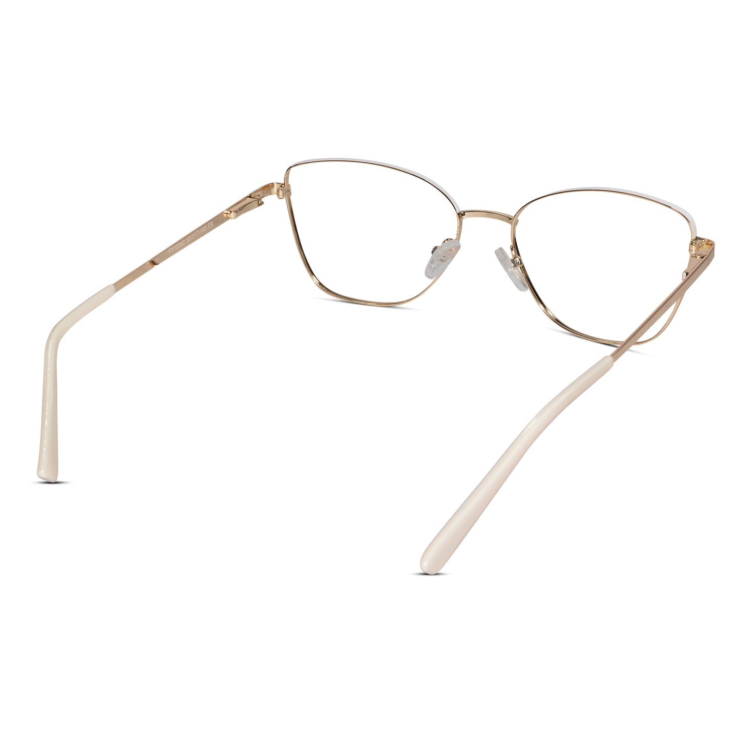 White-Gold Cat-Eye Rimless Eyeglasses For Women