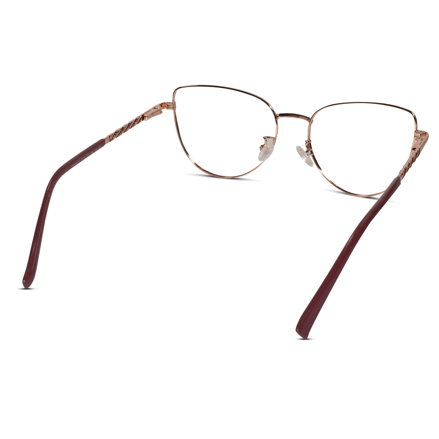 Designer Red Gold Cat-Eye Rimless Glasses
