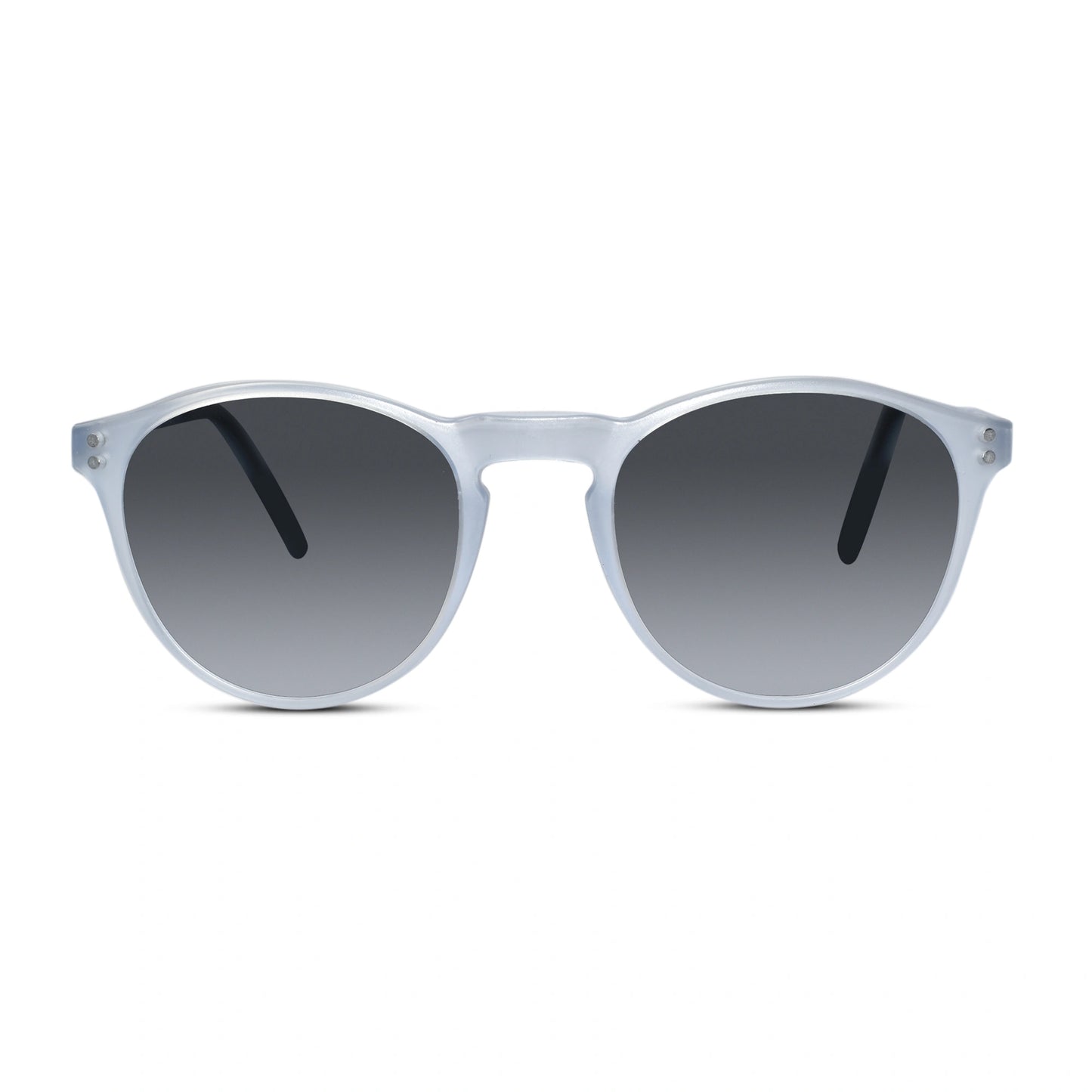 matt Blue Transparent Round Clip On Eyeglasses For Men & Women