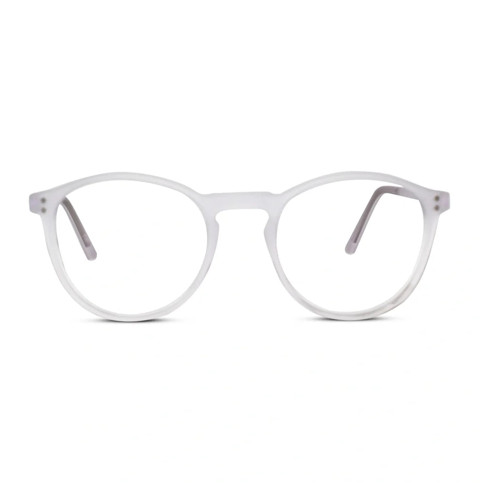matt Blue Transparent Round Clip On Eyeglasses For Men & Women