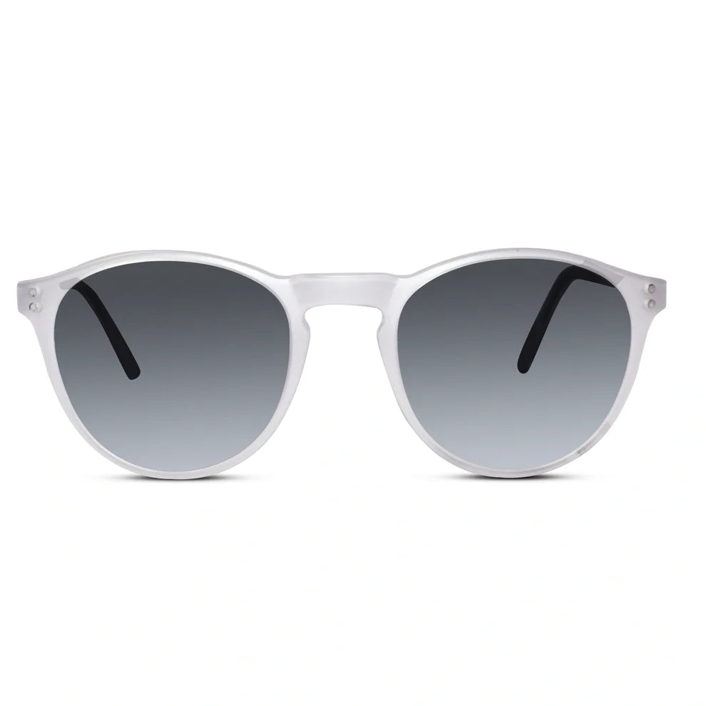 matt Blue Transparent Round Clip On Eyeglasses For Men & Women