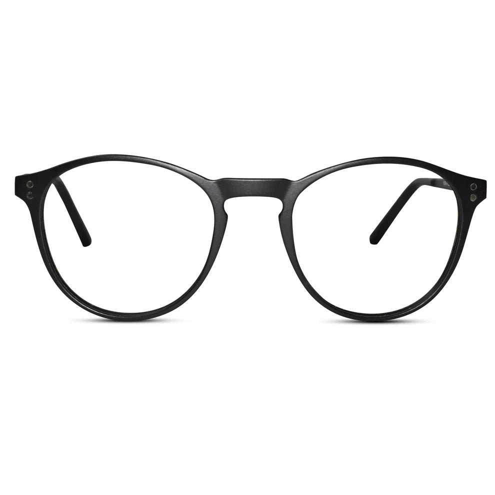 matt Blue Transparent Round Clip On Eyeglasses For Men & Women
