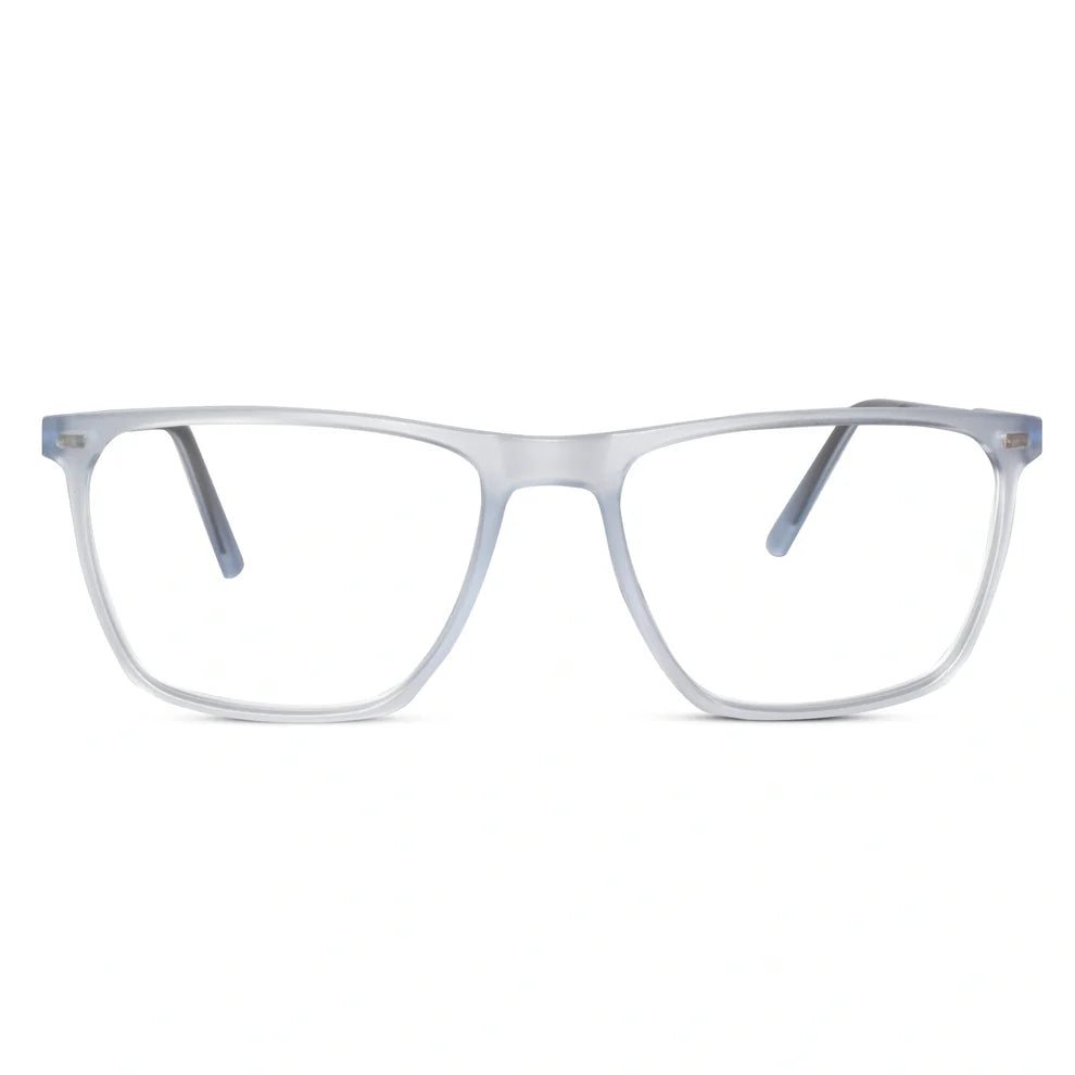Matt Transparent Rectangular Clip On Eyeglasses for Men & Women