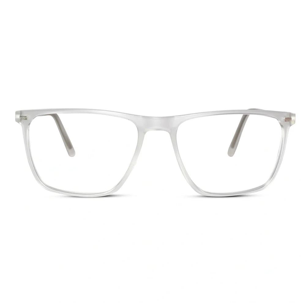 Matt Blue Transparent Rectangular Clip On Eyeglasses For Women & Men