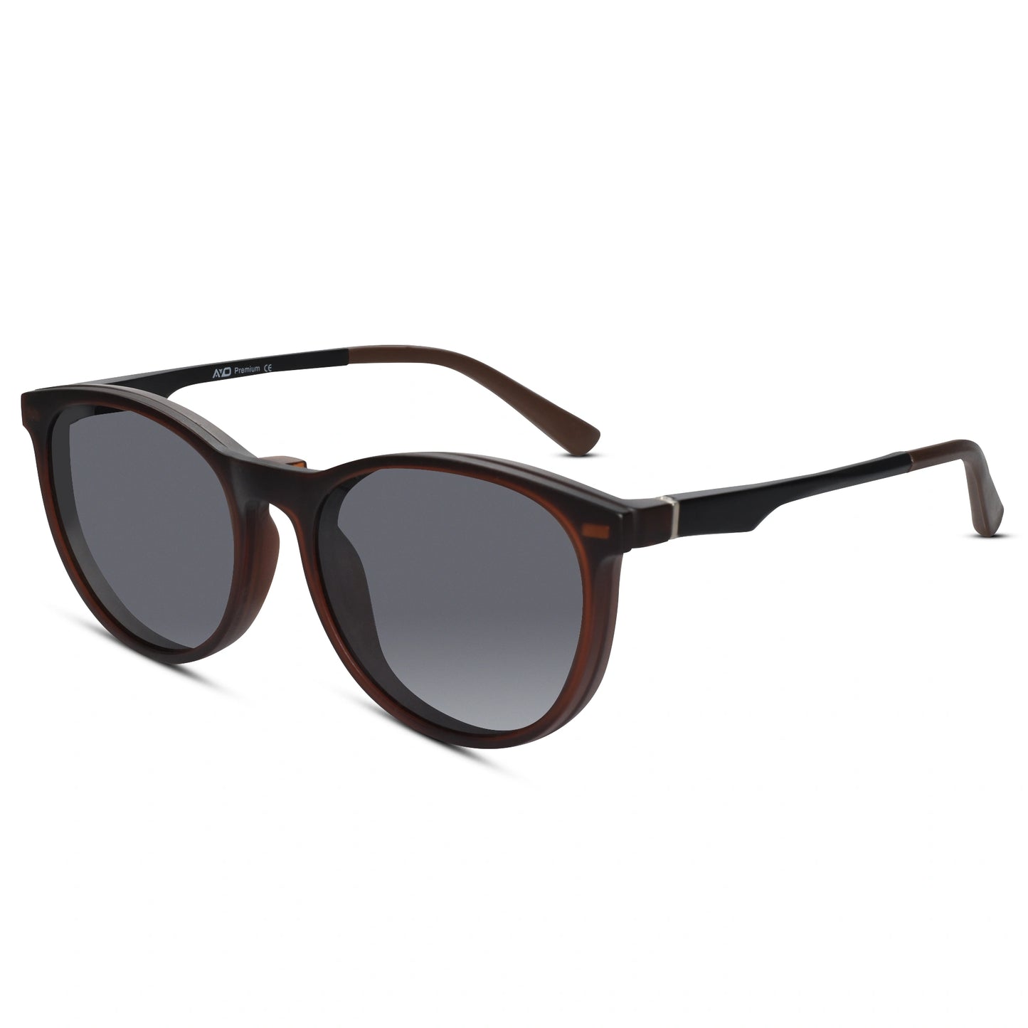 Brown Round Magnetic Glasses Clip On For Men & Women