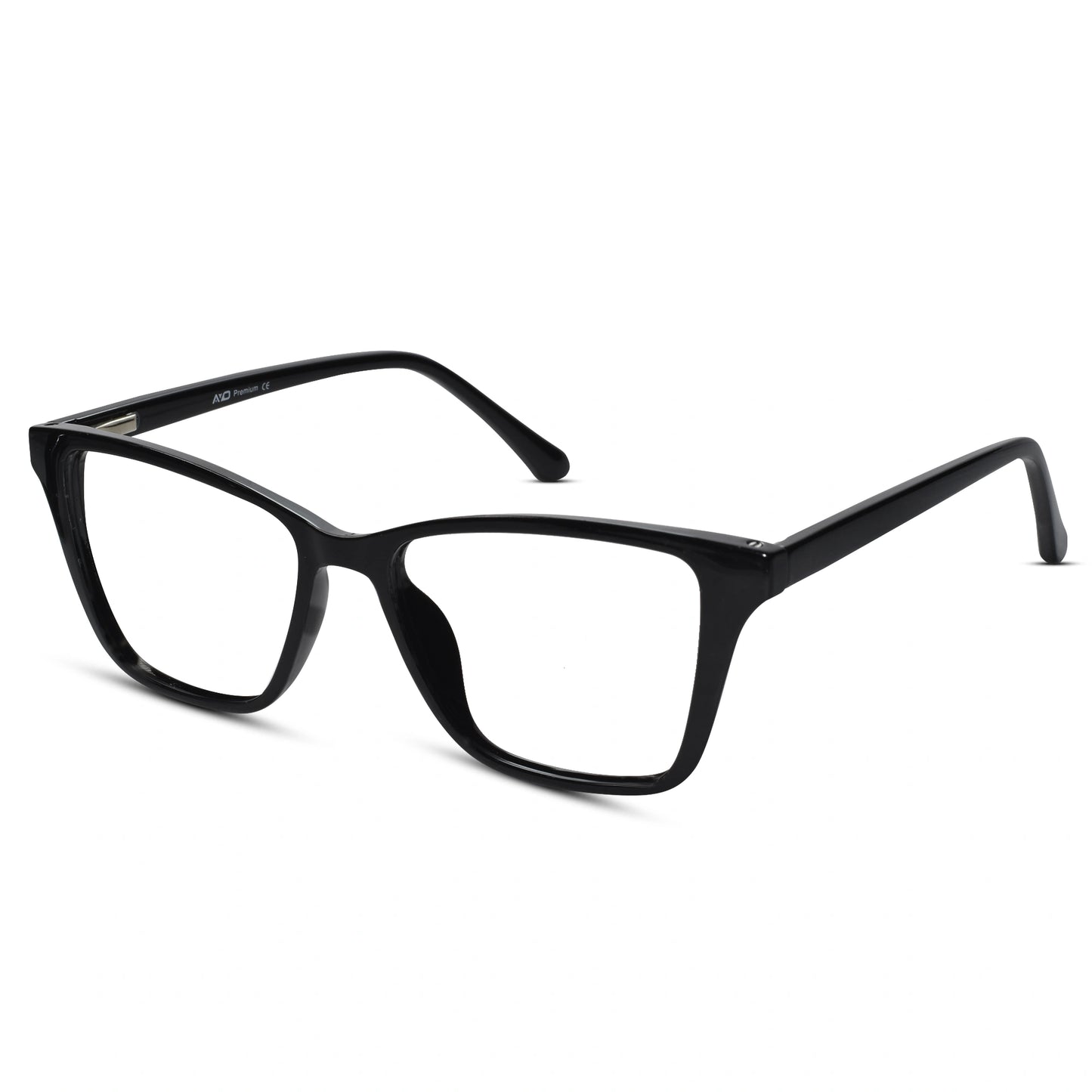 Shiny Black Cat Eye Clip On Eyeglasses For Men & Women
