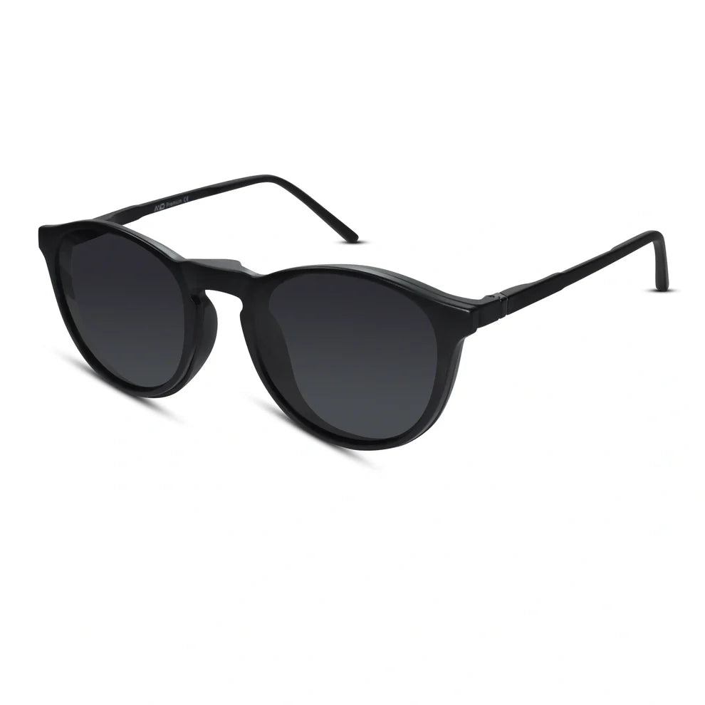 matt Blue Transparent Round Clip On Eyeglasses For Men & Women