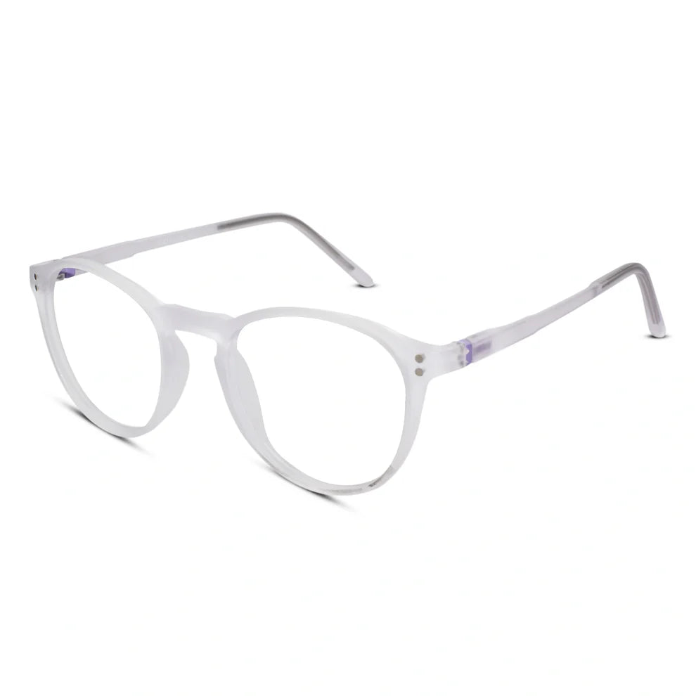 matt Blue Transparent Round Clip On Eyeglasses For Men & Women