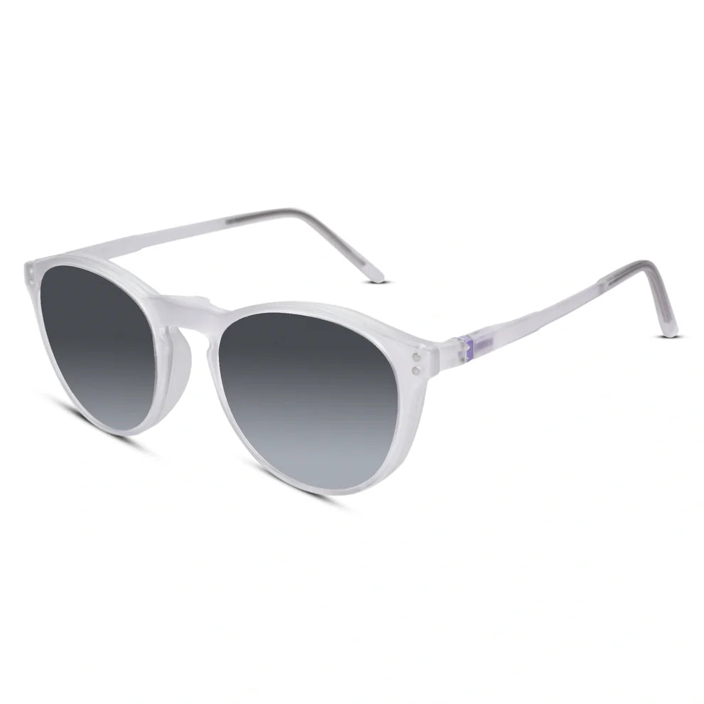 matt Blue Transparent Round Clip On Eyeglasses For Men & Women