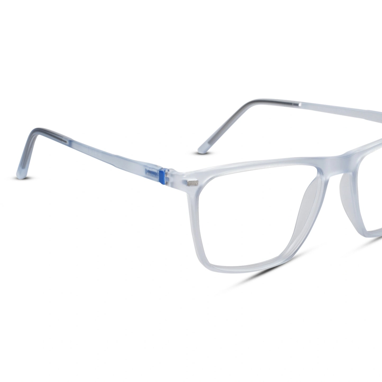 Matt Blue Transparent Rectangular Clip On Eyeglasses For Women & Men