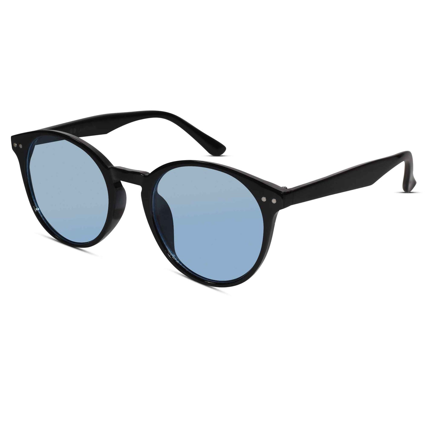 Glossy Black Blue Sunglasses For Women