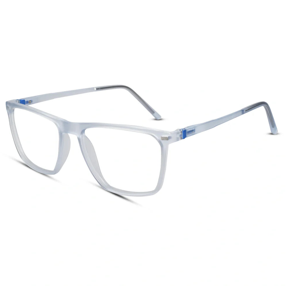 Matt Transparent Rectangular Clip On Eyeglasses for Men & Women