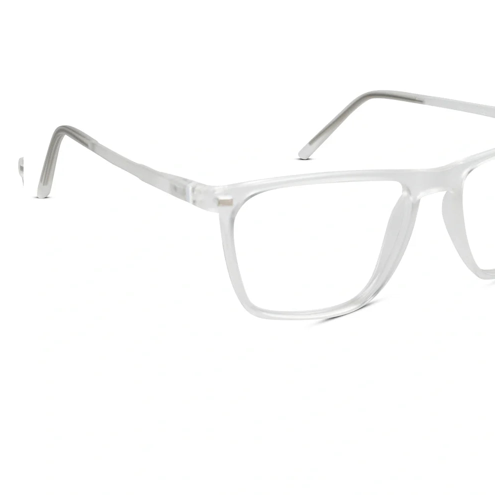 Matt Blue Transparent Rectangular Clip On Eyeglasses For Women & Men