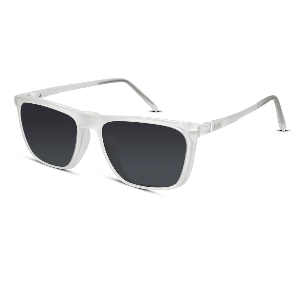 Matt Blue Transparent Rectangular Clip On Eyeglasses For Women & Men