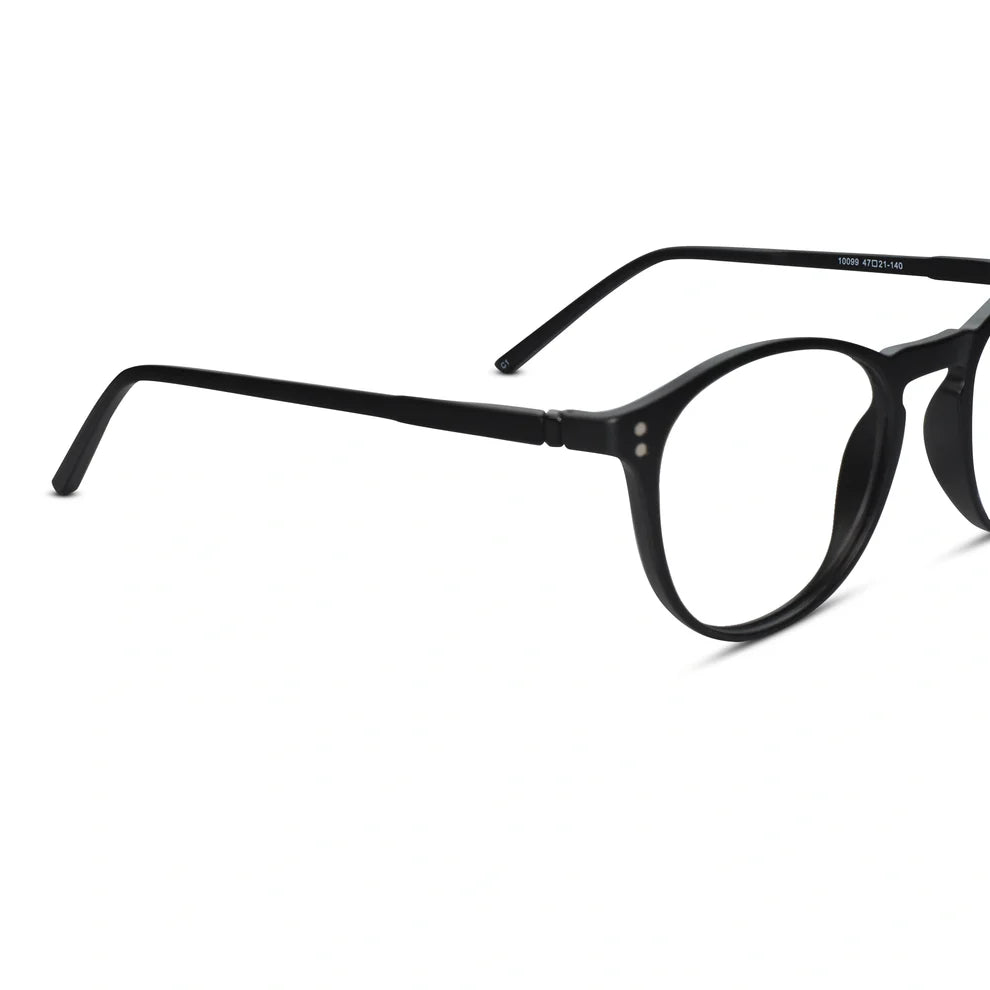 matt Blue Transparent Round Clip On Eyeglasses For Men & Women