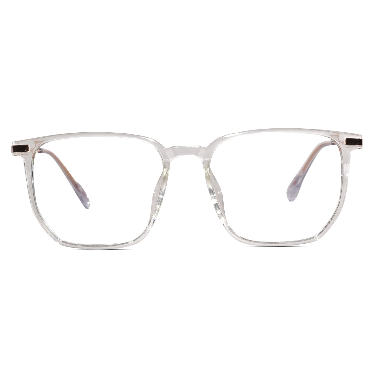 Transparent & Gold Square Eyeglasses For Men & Women