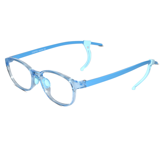 Crystal Blue Rectangular Full Rim Anti Grip Eyeglasses for 5-8 Yrs