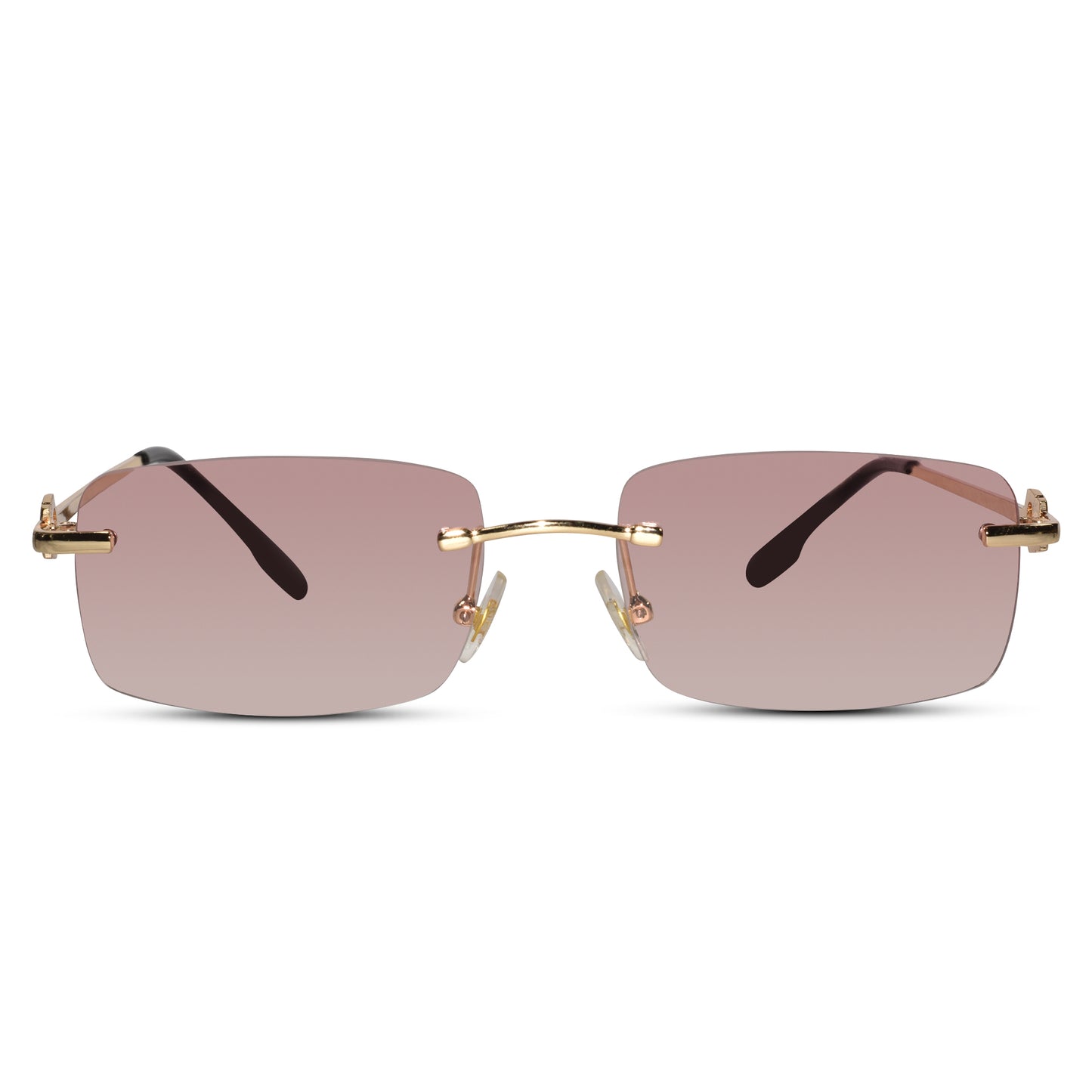 Rectangular Pink Rimless Sunglasses For Men & Women