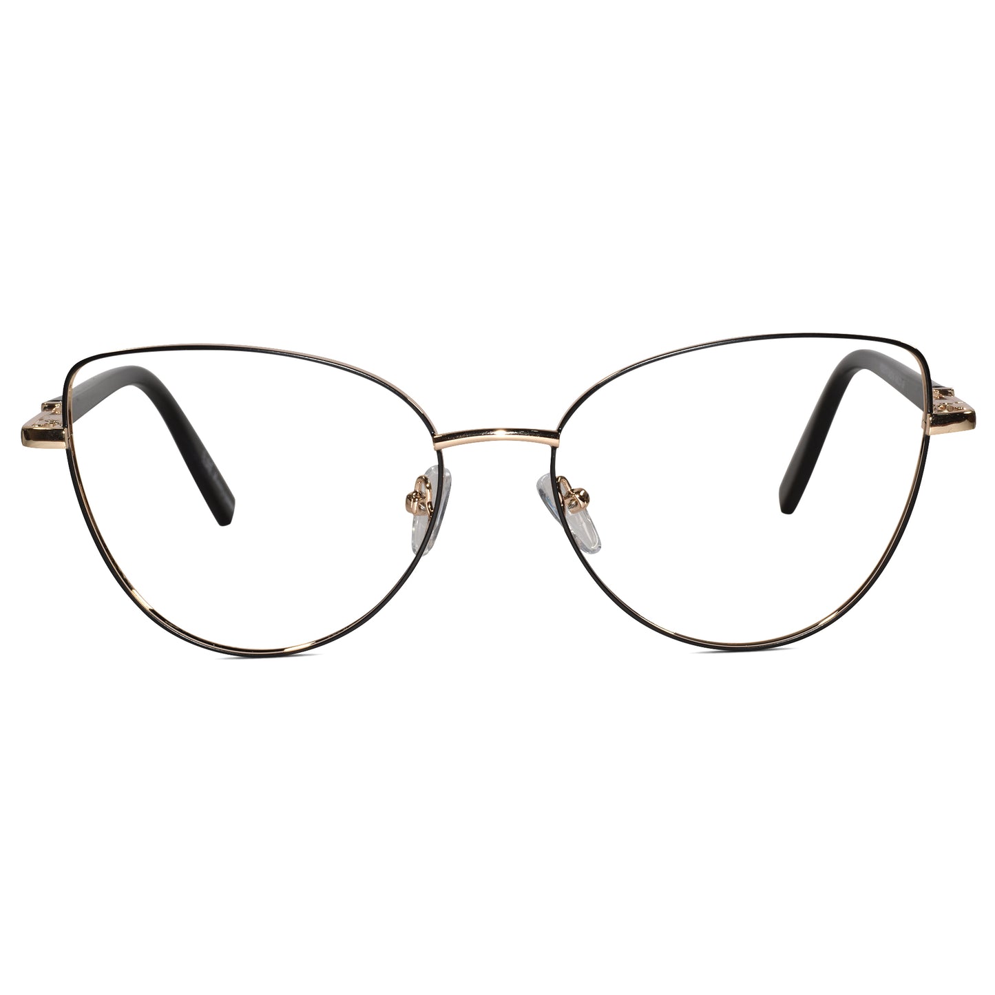 Designer Black-Gold Cat-Eye Eyeglasses For Women