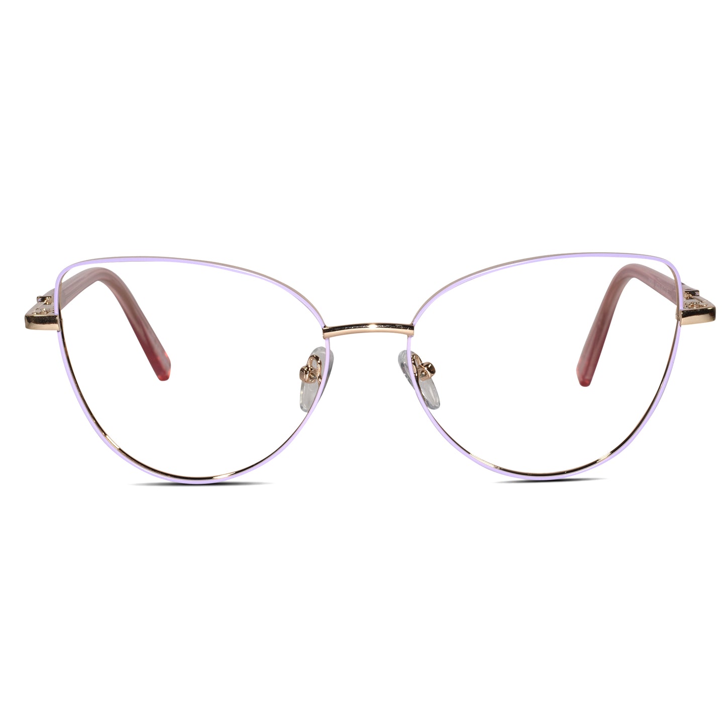 Gold-Pink Cat-Eye Eyeglasses For Women