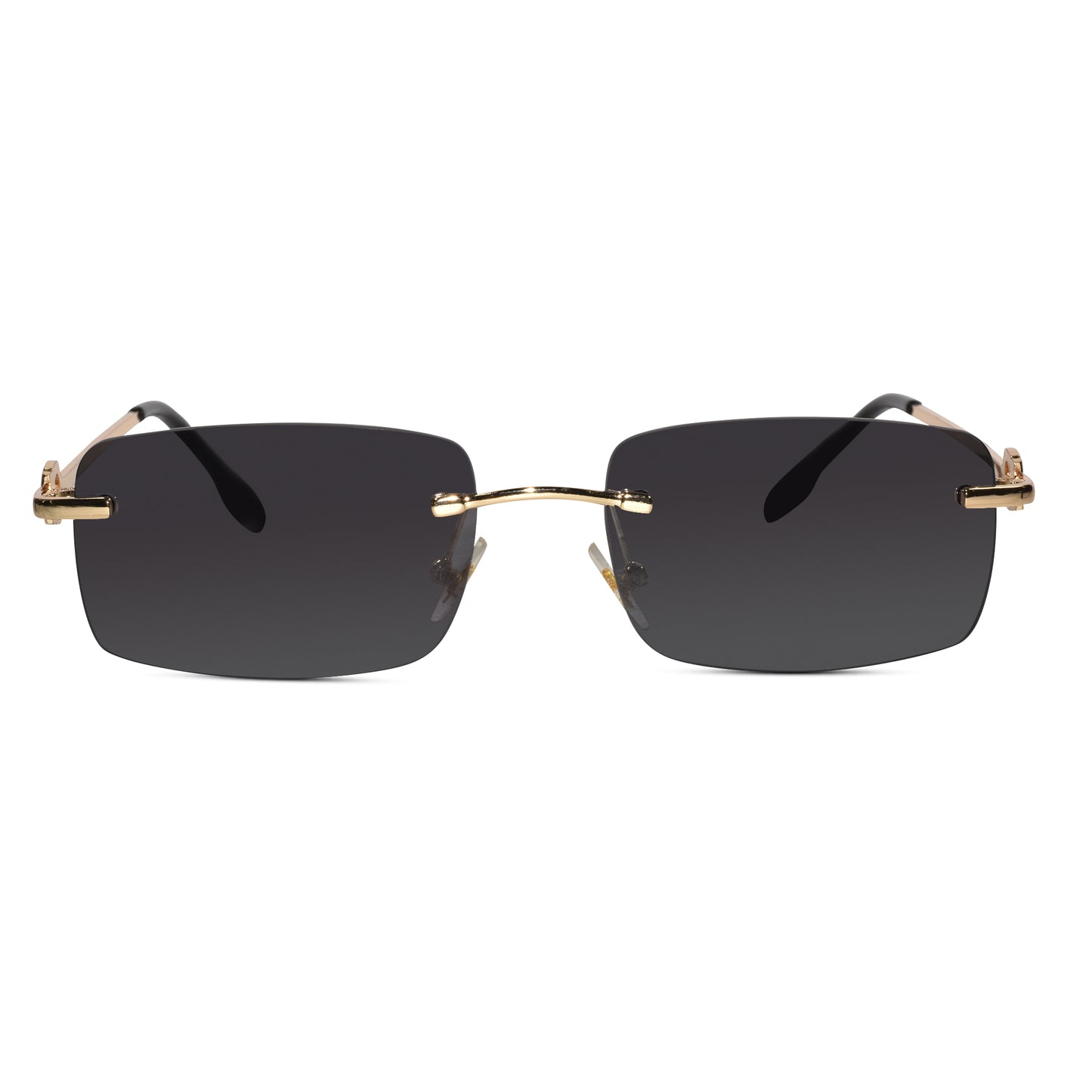 Rectangular Black Rimless Sunglasses For Men & Women