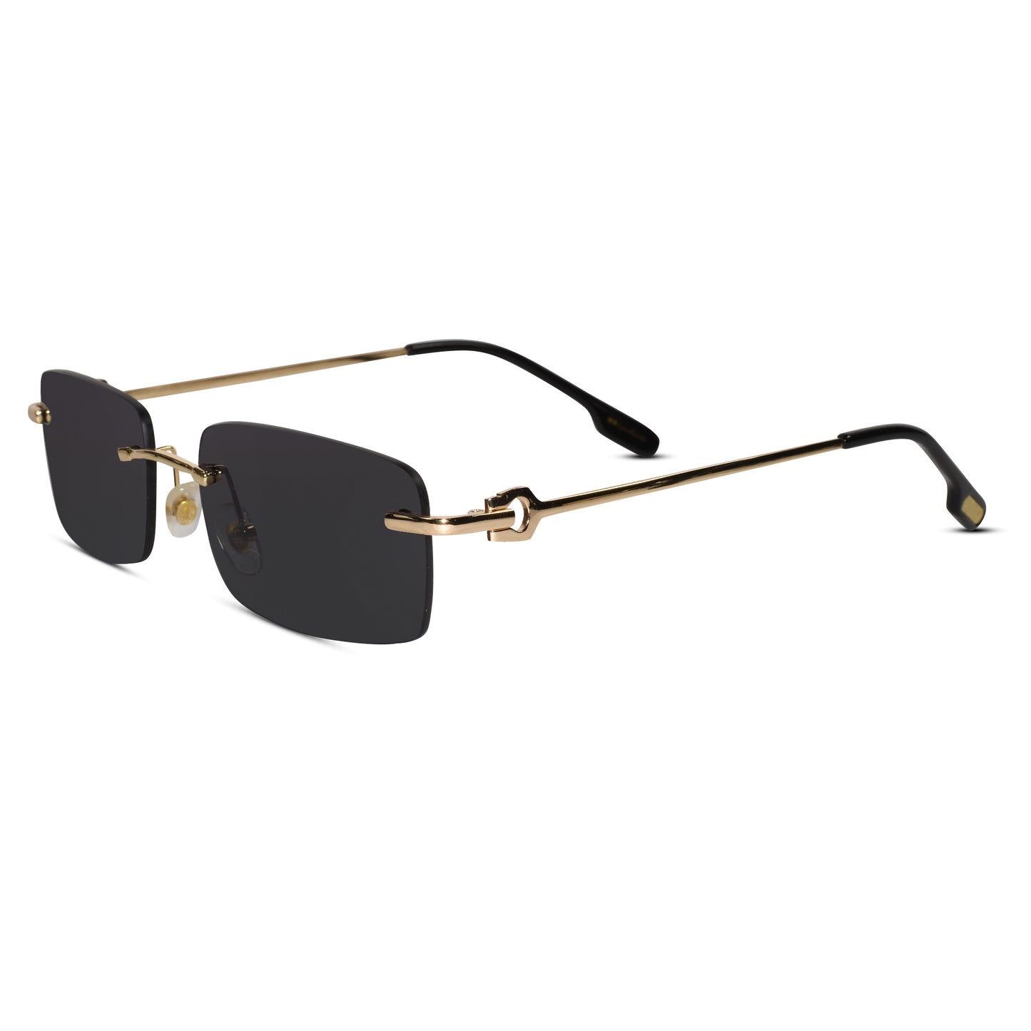 Rectangular Black Rimless Sunglasses For Men & Women