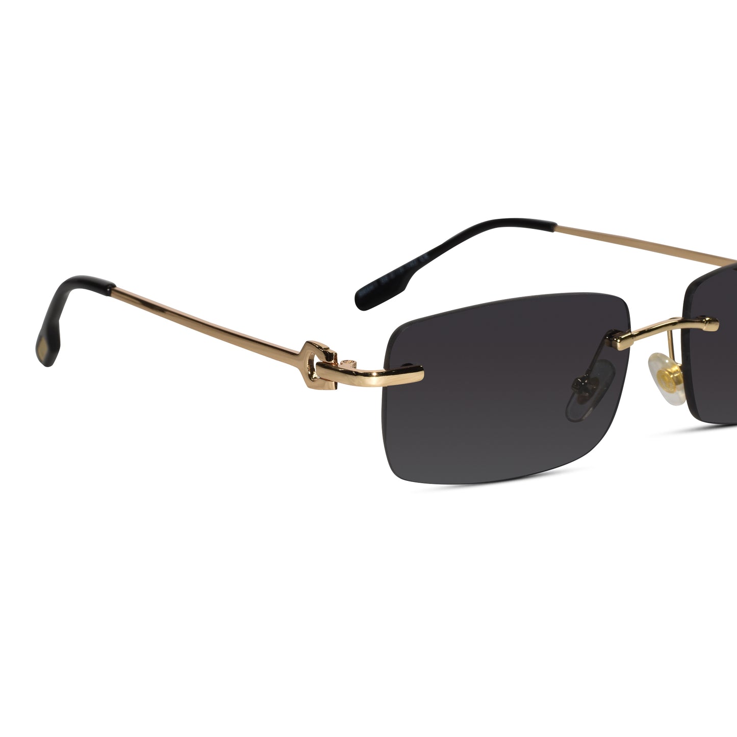 Rectangular Black Rimless Sunglasses For Men & Women