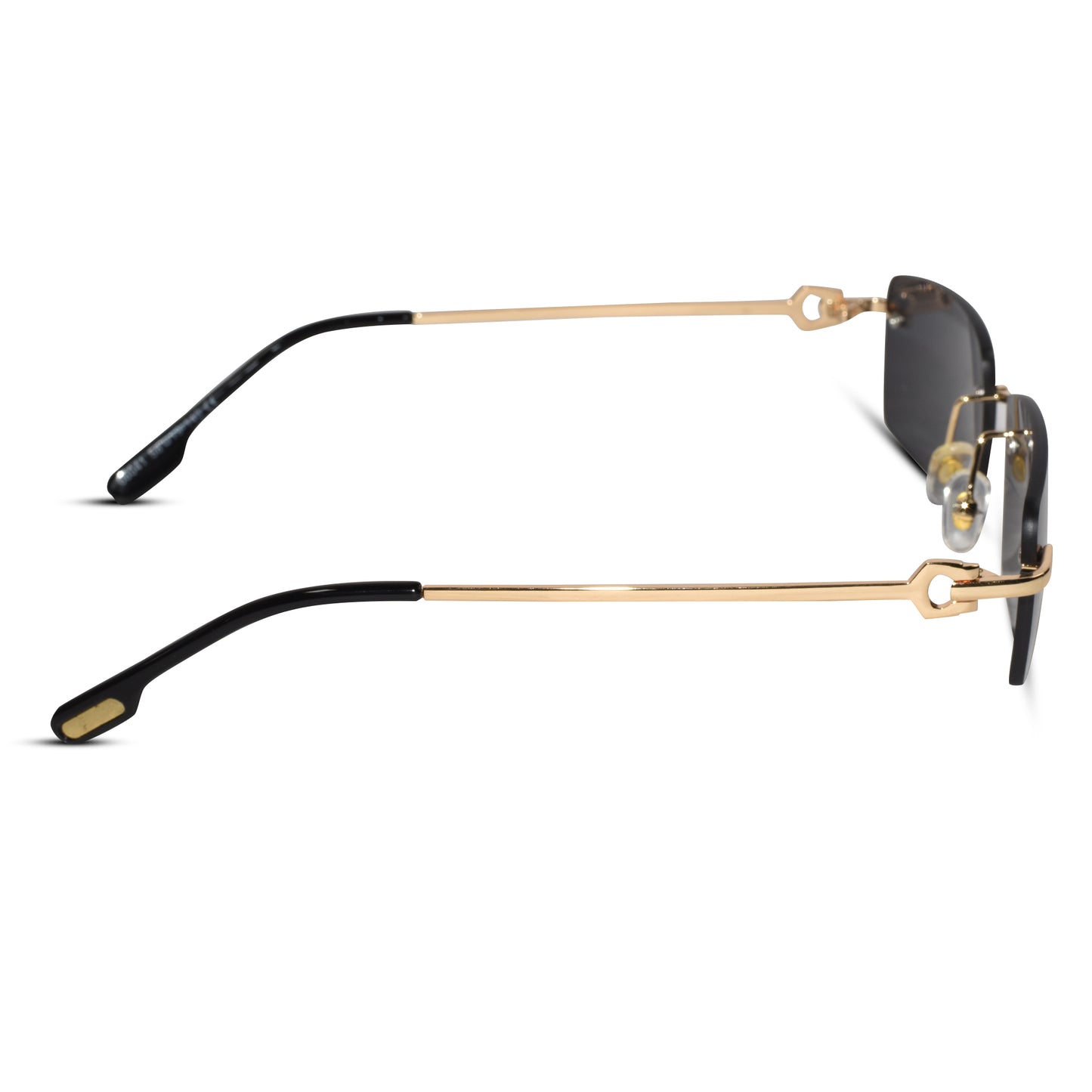 Rectangular Black Rimless Sunglasses For Men & Women