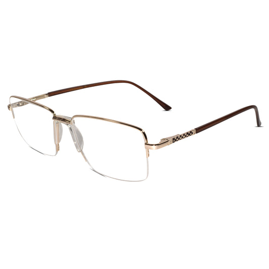 Designer Gold-Brown Half Farme Reactngular Eyeglasses