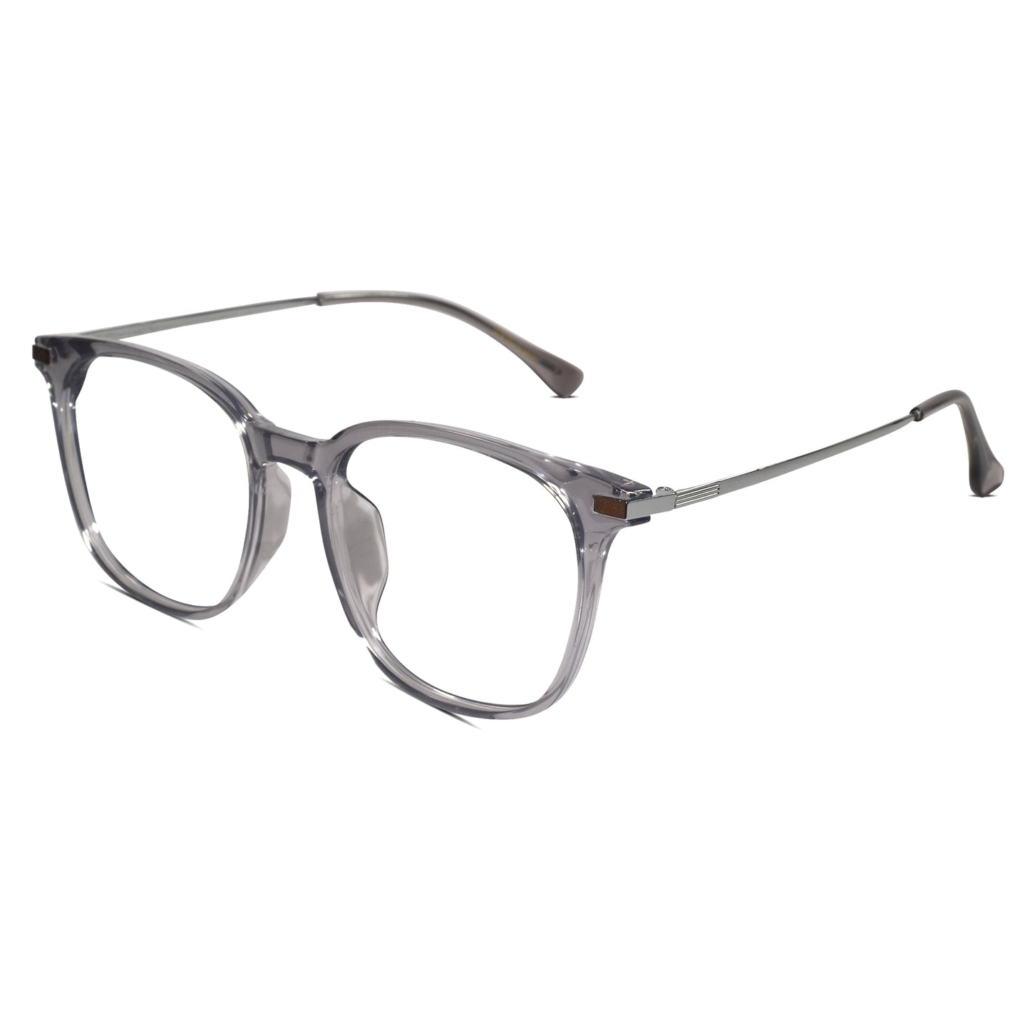Metal Grey Square Eyeglasses For Men & Women