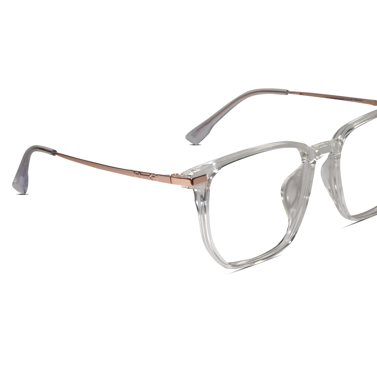 Transparent & Gold Square Eyeglasses For Men & Women
