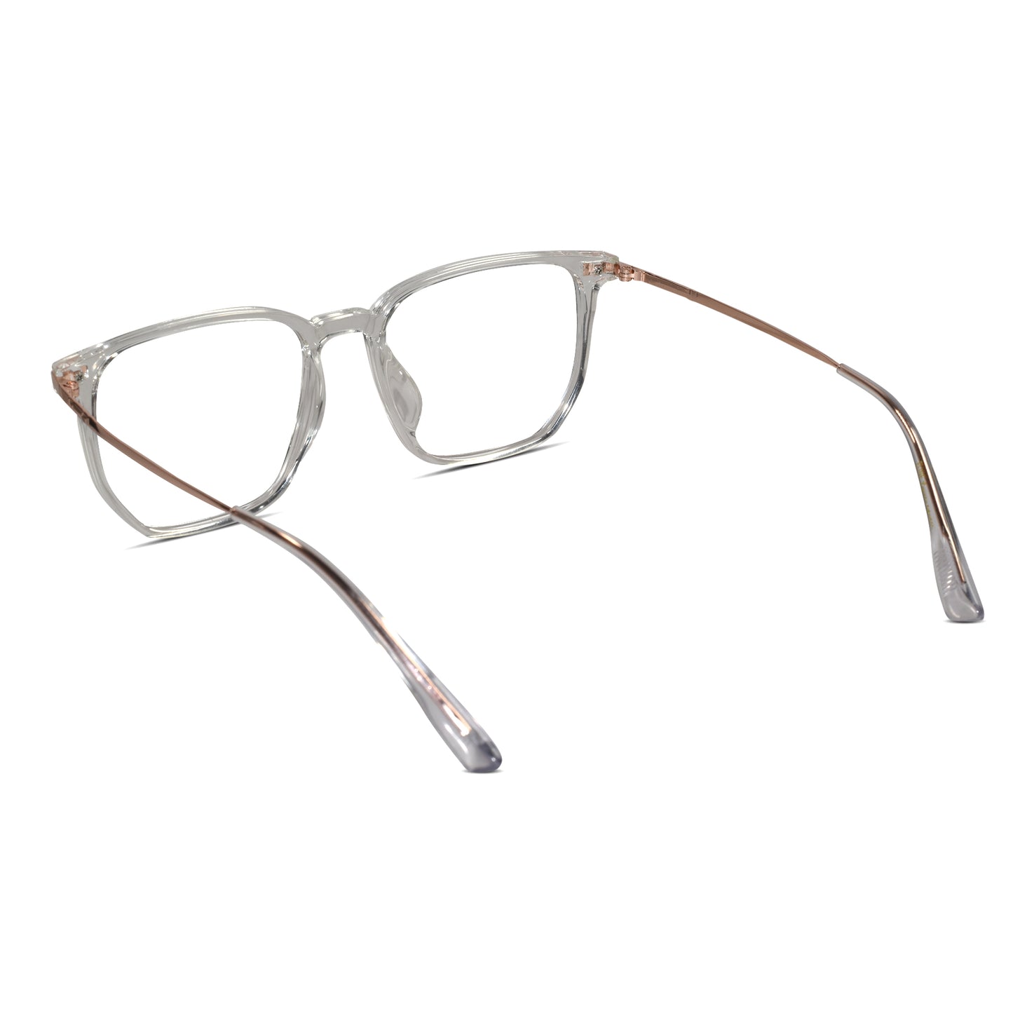 Transparent & Gold Square Eyeglasses For Men & Women