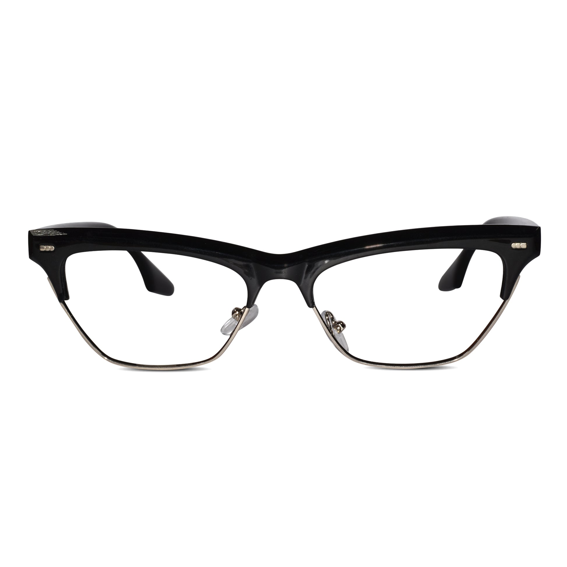 Front view of Black cat eye glasses to protect eyes from computer screen.Also great as uv protection glasses for compu