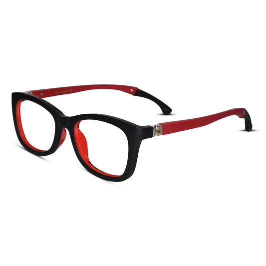 Matt Black Rectangular Eyeglasses For Kids