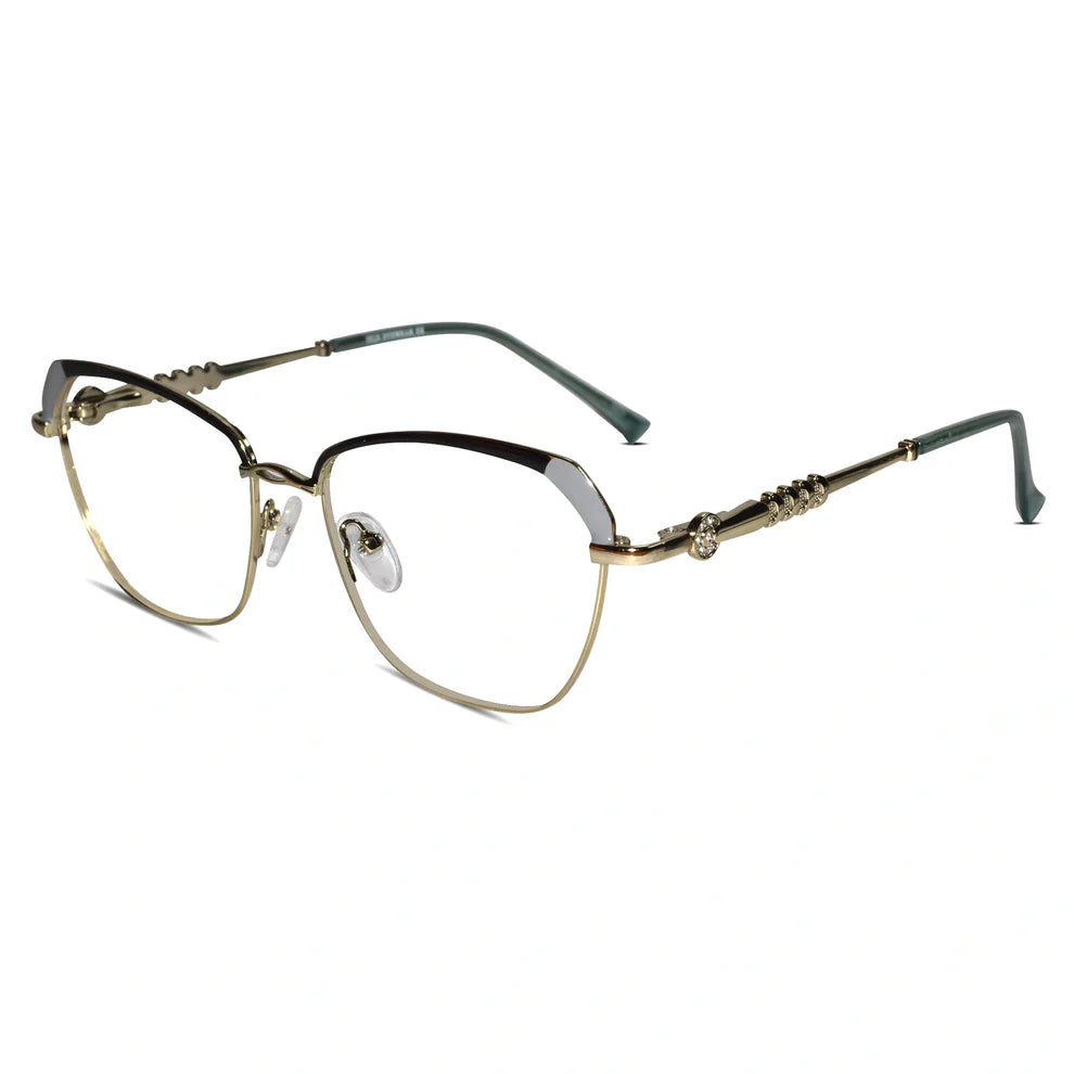 Gold Designer Rimless Cat eye Eyeglasses For Women