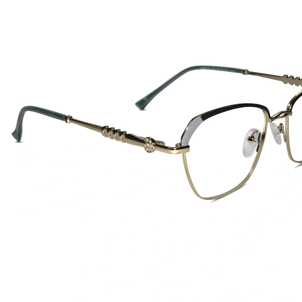 Gold Designer Rimless Cat eye Eyeglasses For Women