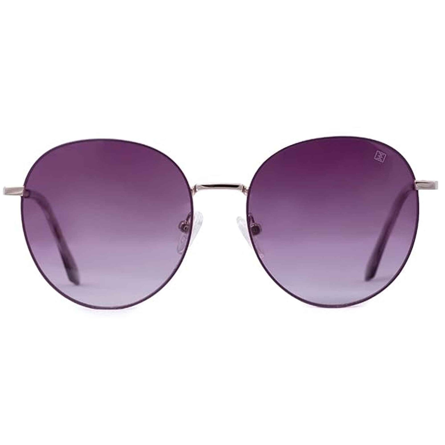 Vintage Round Purple Silver Polarised Sunglasses