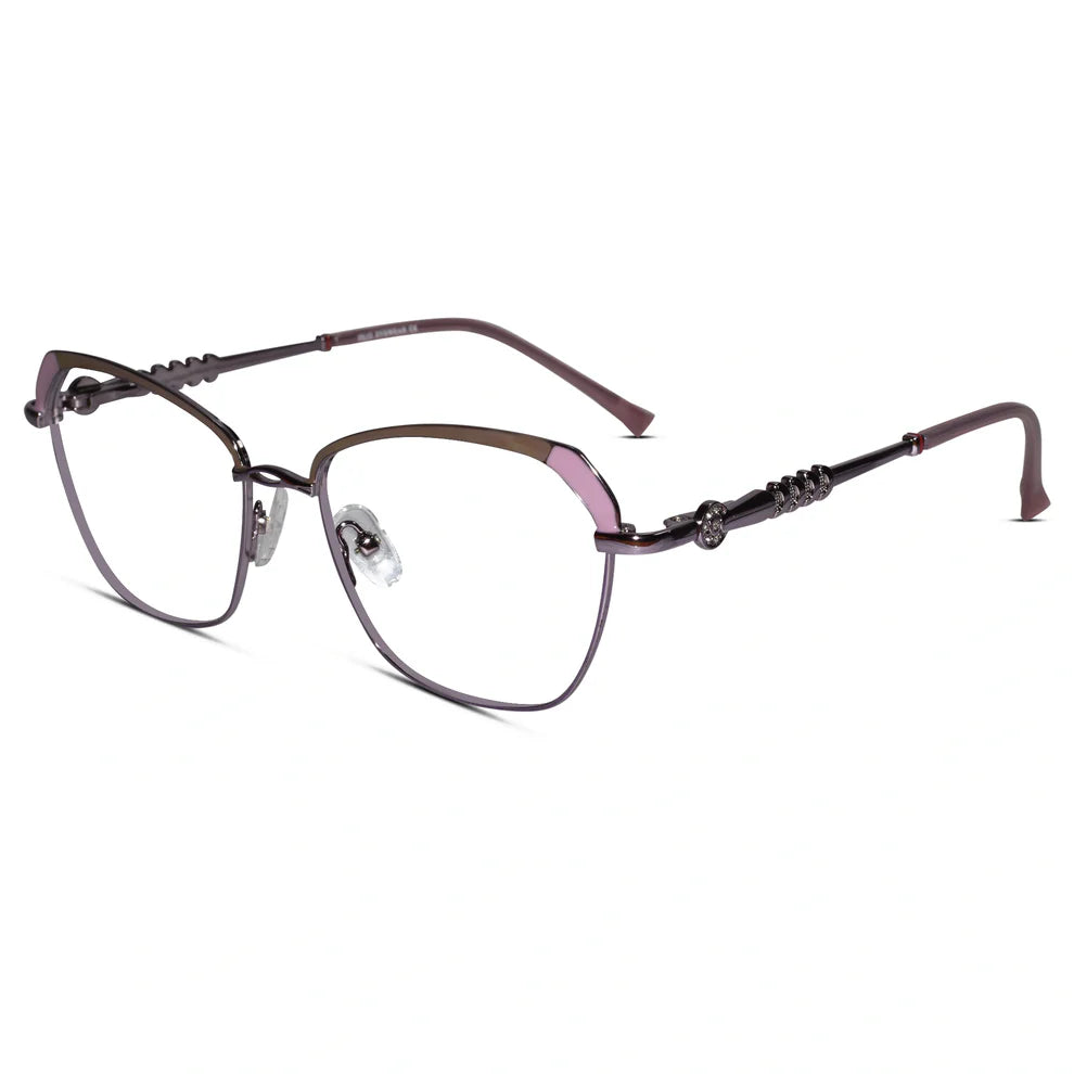 Gold Designer Rimless Cat eye Eyeglasses For Women