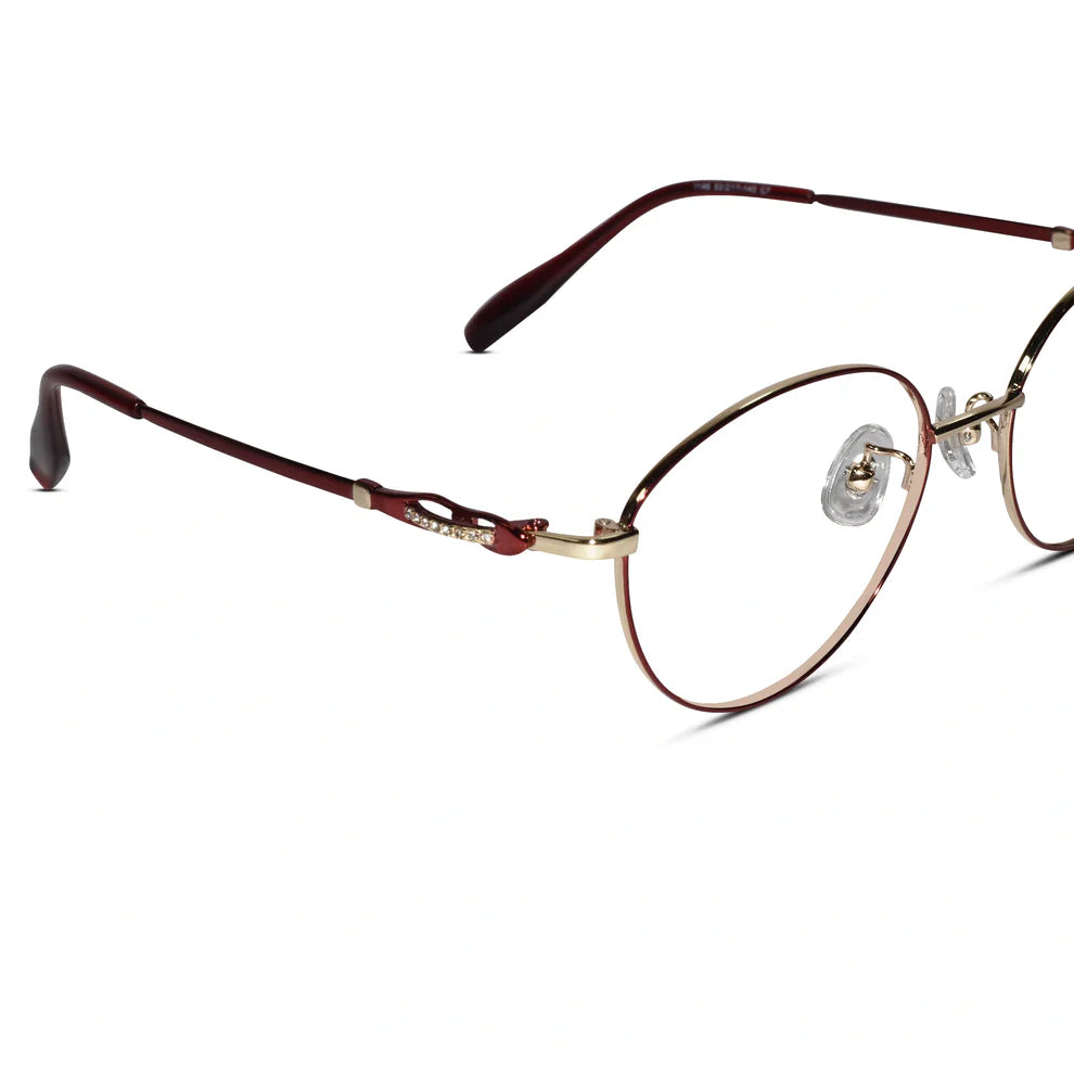 Brown Gold Designer Rimless Cat eye Eyeglasses For Women