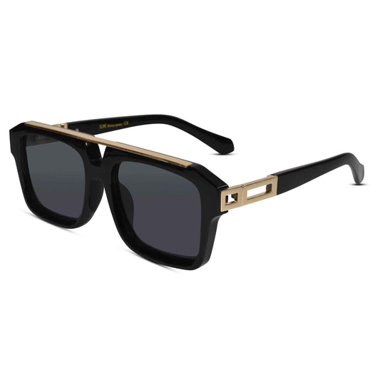 URBAN Black & Golden Rectangular Sunglasses
